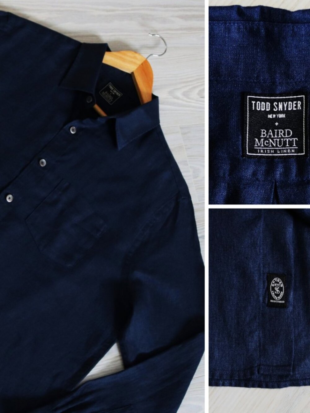 Todd Snyder x Baird McNutt Irish Linen Button-Shirt Mens Navy Lightweight Size L